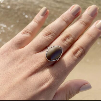 Brown beach stone Ring