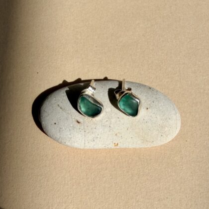 Sea Glass Earrings handmade in 925 silver